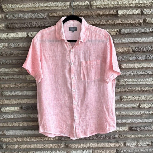 Zingara Pink 100% Linen Short Sleeve Blouse Size Medium - Picture 1 of 6